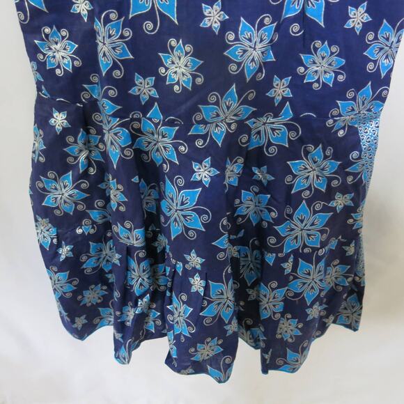 AFRICAN Handmade Ankara Dress Mid Length Sleeveless Floral Blue/Purple Ethnic - Picture 4 of 8